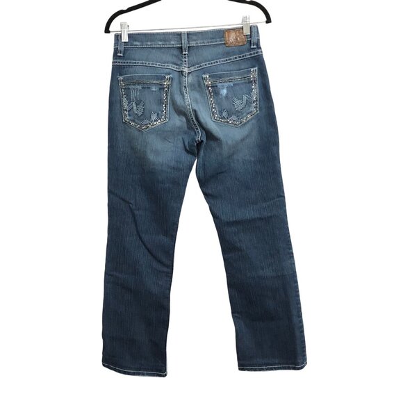 BKE Drew Boot Cut Womens Jeans Distressed W/ Embellished Pockets 27 x 31.5 - Picture 2 of 5